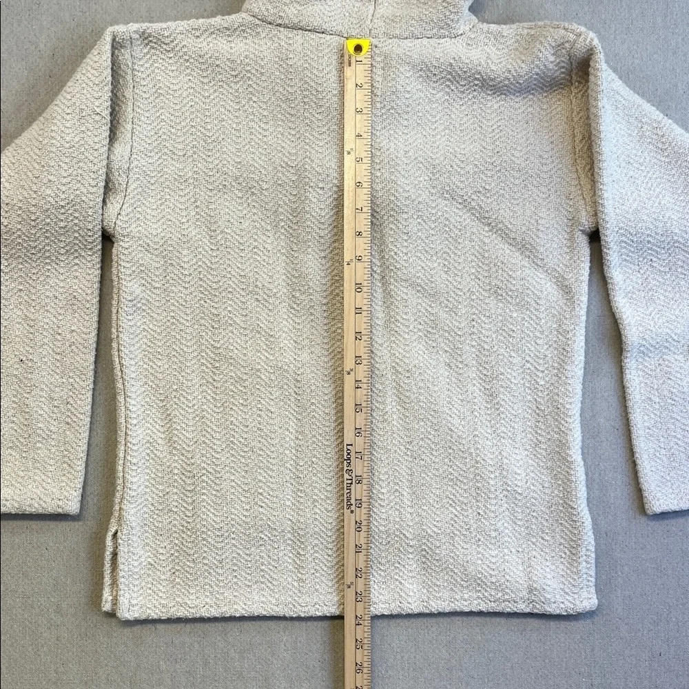 Earth Ragz Baja Hoodie Cream Pullover Sweater Textured Cotton Boho